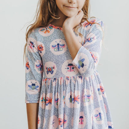 Butterfly Effect 3/4 Sleeve Pocket Twirl Dress