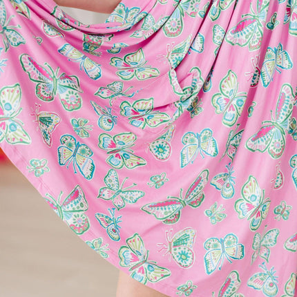 Butterfly Garden 3/4 Sleeve Pocket Twirl Dress