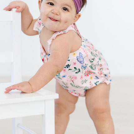 Butterfly Meadows Ruffle Cross Back Romper