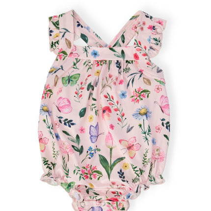 Butterfly Meadows Ruffle Cross Back Romper
