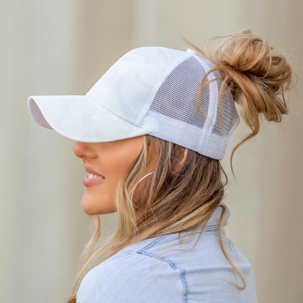 Camo Messy Bun Cap