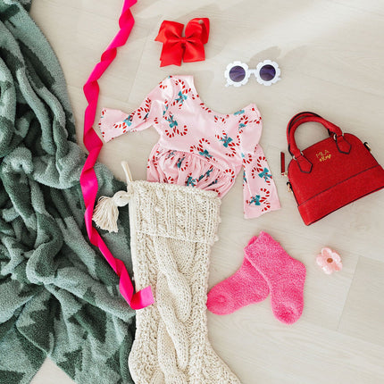 Candy Cane Cutie 3/4 Sleeve Pocket Twirl Dress