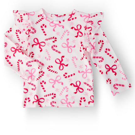 Candy Cane Lane L/S Ruffle Tee