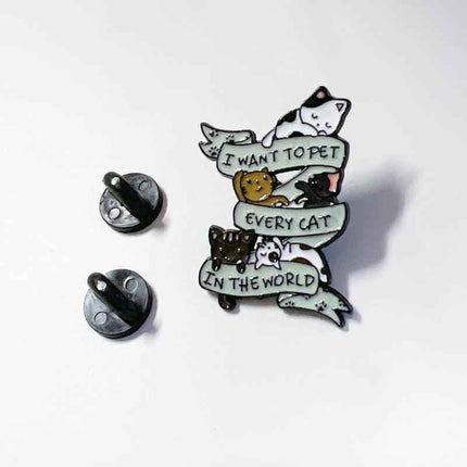 Cat Lover Enamel Pin – Pet Every Cat Design for Bags and Jackets