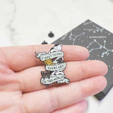 Cat Lover Enamel Pin – Pet Every Cat Design for Bags and Jackets