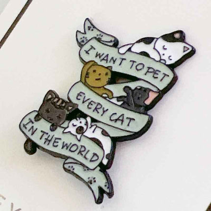 Cat Lover Enamel Pin – Pet Every Cat Design for Bags and Jackets