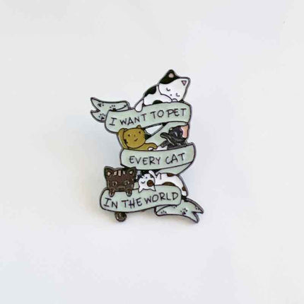 Cat Lover Enamel Pin – Pet Every Cat Design for Bags and Jackets