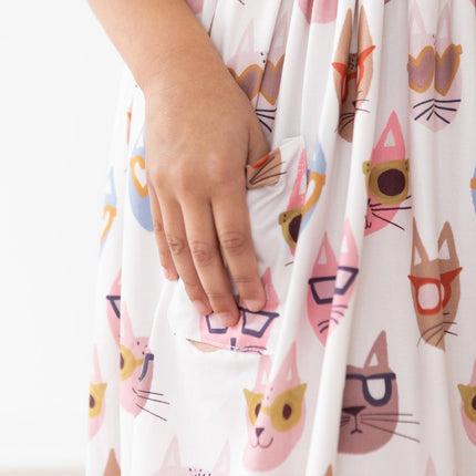 Cattitude 3/4 Sleeve Pocket Twirl Dress