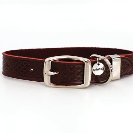 Celtic Double Buckle Style Leather Dog Collar