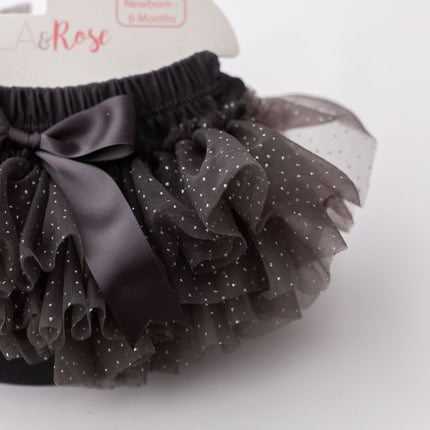 SALE Charcoal & Silver Glitter Ruffle Tutu Bloomer