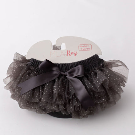 SALE Charcoal & Silver Glitter Ruffle Tutu Bloomer