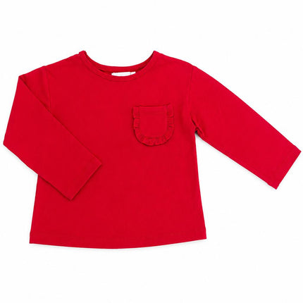 Red L/S Ruffle Pocket Tee