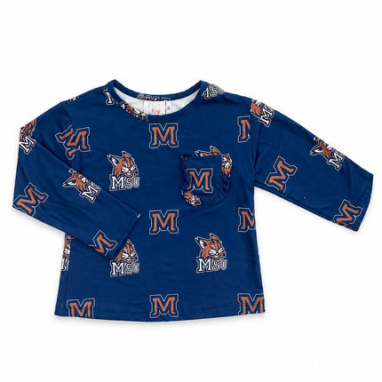 Montana State University Blue Bobcat L/S Ruffle Pocket Tee