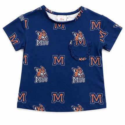 Montana State University Blue Bobcat Ruffle Pocket Tee