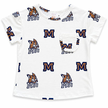 Montana State University White Bobcat Ruffle Pocket Tee