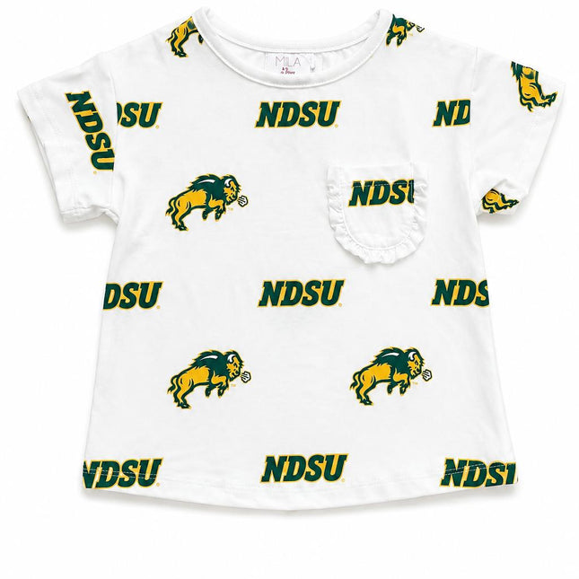 North Dakota State University White Bison Ruffle Pocket Tee