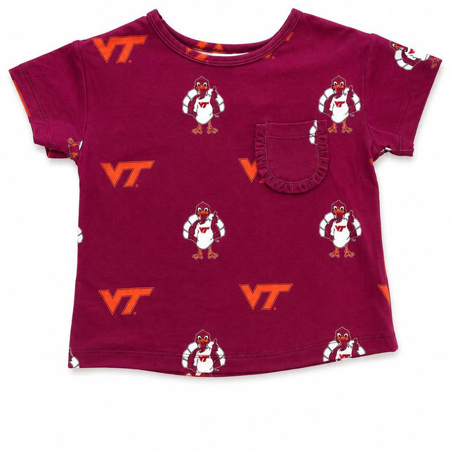 Virginia Tech Maroon Hokie Ruffle Pocket Tee