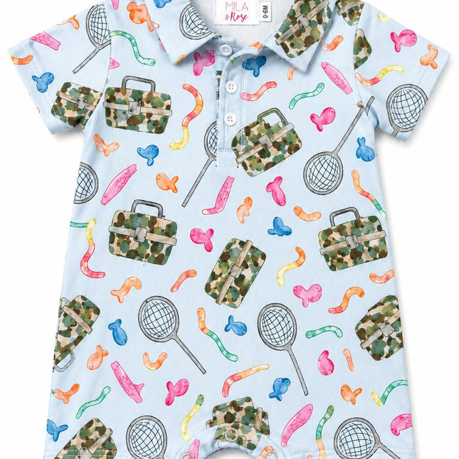 Fishing Snacks Polo Shorty One-Piece - Dashing Nova