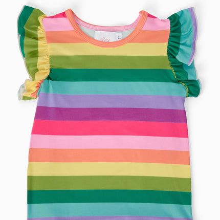 Cheerful Stripes S/S Ruffle Tee