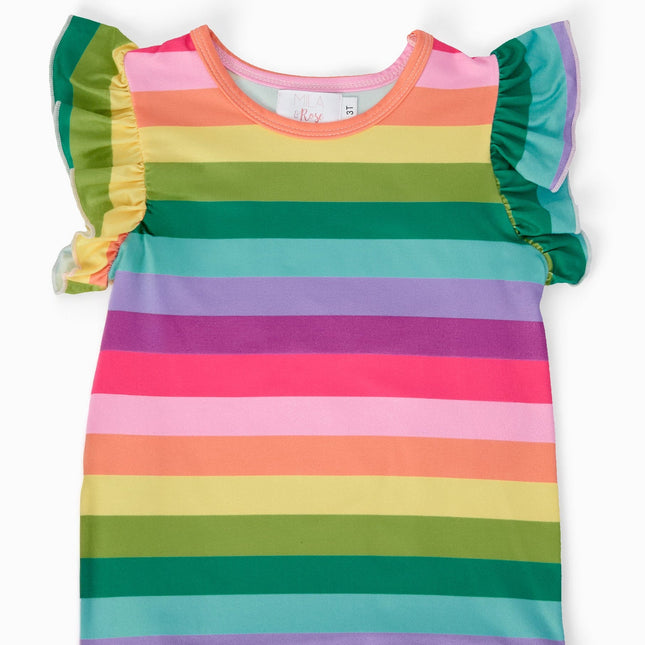 Cheerful Stripes S/S Ruffle Tee - Dashing Nova