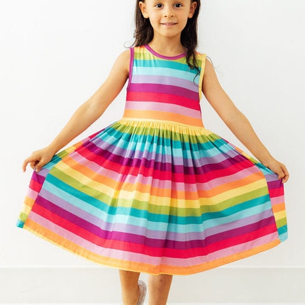 Cheerful Stripes Tank Twirl Dress