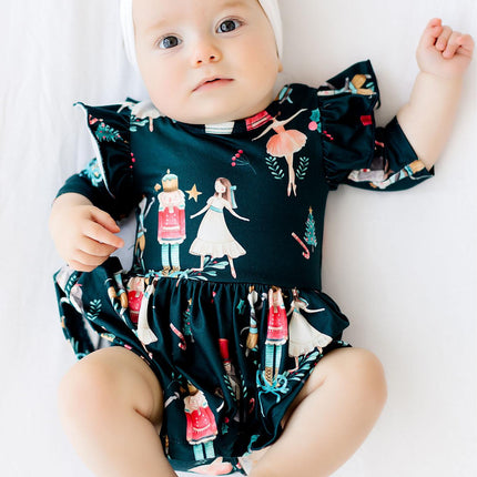 Christmas Ballet 3/4 Sleeve Flutter Twirl Bodysuit
