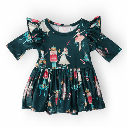 Christmas Ballet 3/4 Sleeve Flutter Twirl Bodysuit