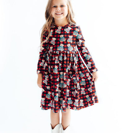 Christmas Bears L/S Pocket Twirl Dress