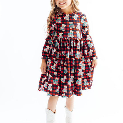 Christmas Bears L/S Pocket Twirl Dress