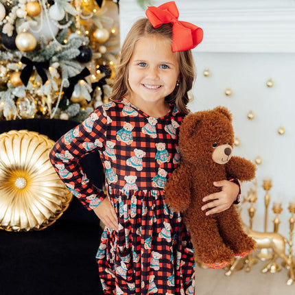 Christmas Bears L/S Pocket Twirl Dress