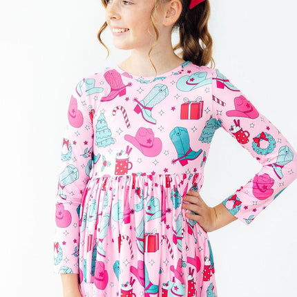 Christmas Cowgirl L/S Pocket Twirl Dress
