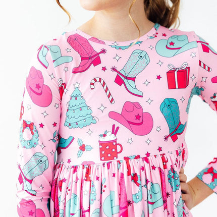 Christmas Cowgirl L/S Pocket Twirl Dress