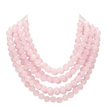 Women's Chunky Multi-Strand Beaded Statement Necklace with Magnetic Clasp