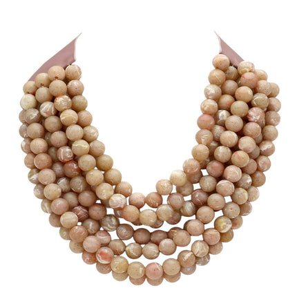 Women's Chunky Multi-Strand Beaded Statement Necklace with Magnetic Clasp