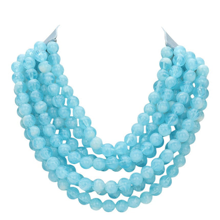 Women's Chunky Multi-Strand Beaded Statement Necklace with Magnetic Clasp