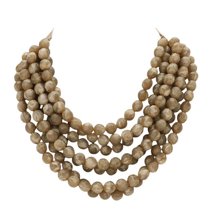 Women's Chunky Multi-Strand Beaded Statement Necklace with Magnetic Clasp
