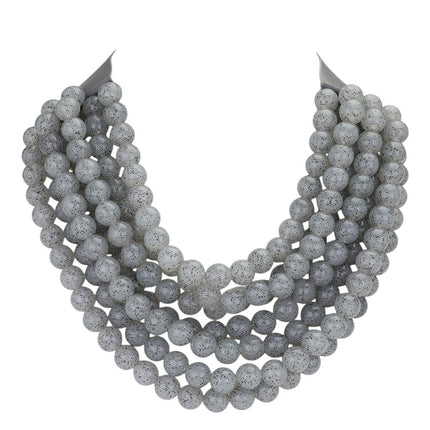 Women's Chunky Multi-Strand Beaded Statement Necklace with Magnetic Clasp