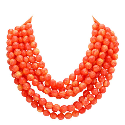 Women's Chunky Multi-Strand Beaded Statement Necklace with Magnetic Clasp
