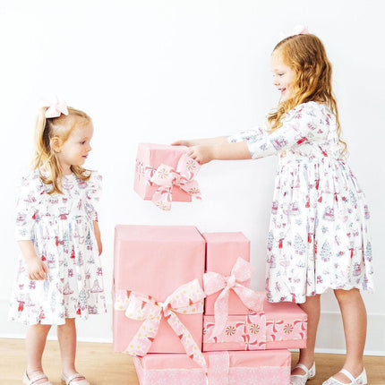 Clara's Christmas 3/4 Sleeve Ruffle Twirl Dress