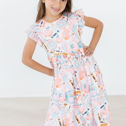 Class Act Flutter Sleeve Twirl Dress