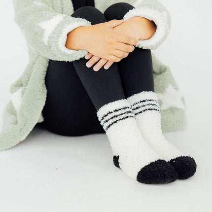 Coconut/Black Sporty Cozy Socks