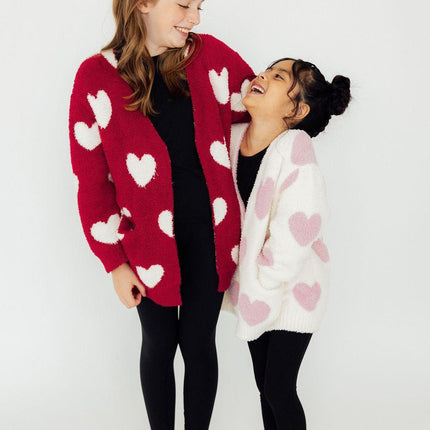 Coconut/Light Pink Heart Cozy Socks