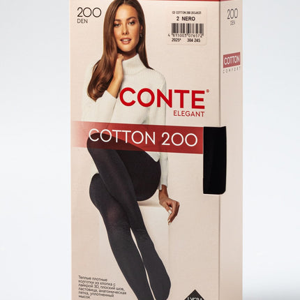 Conte Cotton 200 Den - 70% Cotton Warm Opaque Women's Tights (25S-8SP)