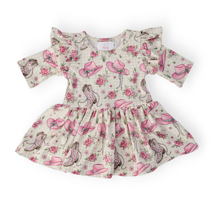 Cowgirl Cutie 3/4 Sleeve Flutter Twirl Bodysuit