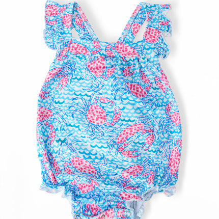 Crab Walk Ruffle Cross Back Romper
