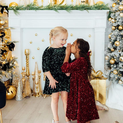 Cranberry Velvet Sequin Dress