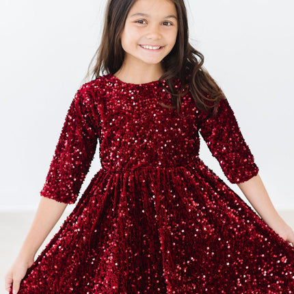 Cranberry Velvet Sequin Dress