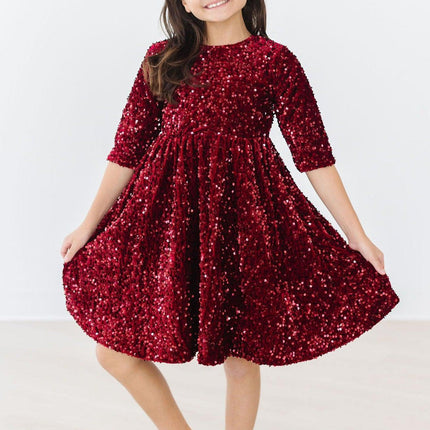 Cranberry Velvet Sequin Dress