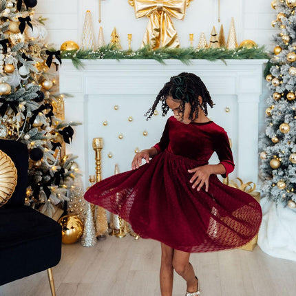 Cranberry Velvet Tutu Dress