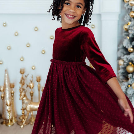 Cranberry Velvet Tutu Dress